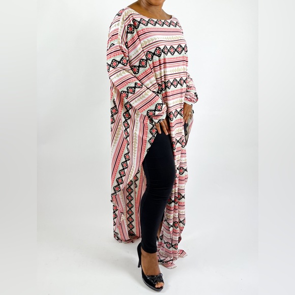 Multicolor Aztec Boho Print Maxi Kaftan Dress - Picture 3 of 7